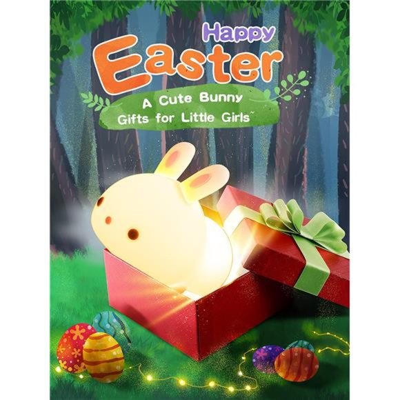 One Fire Night Light for Kids,Easter Bunny Lamp Cute Lamp,16 Colors Night Lights - Picture 6 of 6